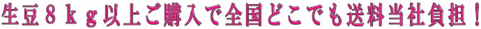 生豆８ｋｇ以上ご購入で全国どこでも送料当社負担！